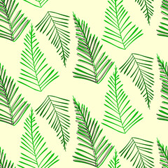Vector seamless half-drop pattern, with leaves