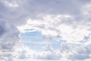 Fototapeta na wymiar Cloudy blue sky , Clouds and blue sky , white fluffy clouds on blue sky in summer , White cumulus clouds formation in blue sky , Background with clouds on blue sky , blue sky background with clouds