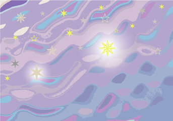 Fototapeta na wymiar 星空と天の河・手描きテクスチャの背景イラストパープル系