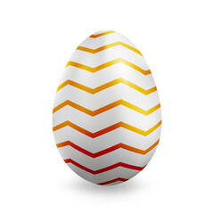 Happy Easter. Big white egg with pattern. Realistic chicken egg on a white background. Design element. Isolate.	
