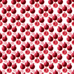 Watercolor seamless pattern Juicy ripe pomegranates