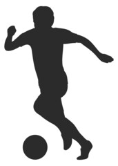 Soccer player silhouette with football ball. Athlete symbol