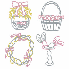happy easter, easter wreath,easter basket,easter bunny,easter bunny ears,easter eggs,egg symbol of rebirth,egg symbol of the universe,egg symbol of life