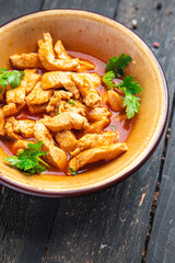 chicken tomato sauce beef stroganoff stew braised chickens meat breast stroganoff food fresh meal snack on the table copy space food background 