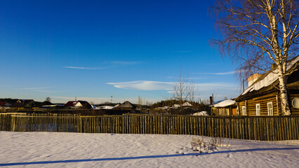 Fototapeta na wymiar winter landscape with a house