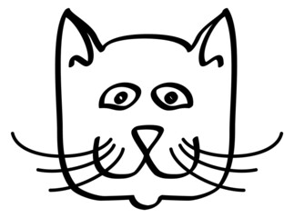 Funny cat face. Hand drawn smiling pet