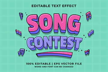 Fototapeta premium Editable text effect Song Contest Traditional Cartoon template style premium vector