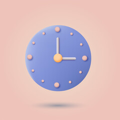 3d cartoon style round clock. Vector
