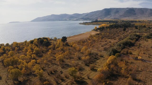 Aerial, Along The Sevan Lake, Armenia