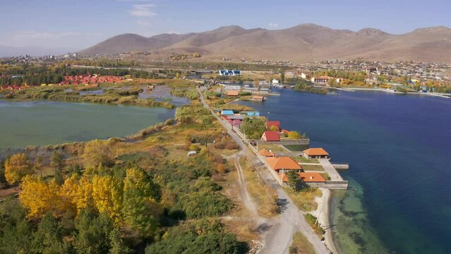Aerial, Small Peninsula At The Sevan Lake, Armenia