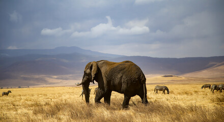 Fototapeta na wymiar Elephant at the end of life's journey