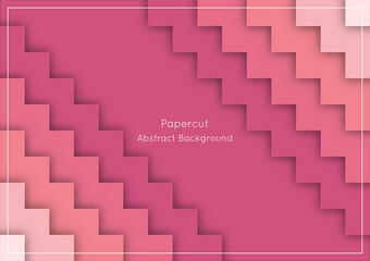 Fototapeta premium Abstract paper-cut background in zigzag style, left and right side, pink color tone