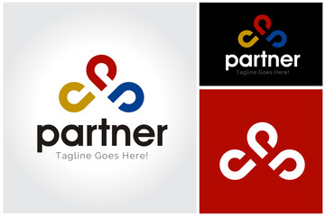 Modern Colorful initial letter P for team, teamwork, community, group, partnership logo design.