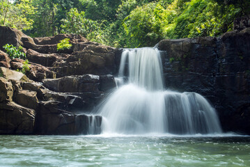 Fototapeta na wymiar Beautiful waterfall in rain forest
