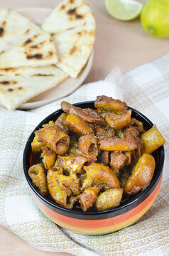 Close-up shot of a Chunchules dish in colorful bowl on the table
