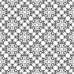 Geometric seamless pattern, ornament, abstract black and white background, fashion print, vector decorative texture.