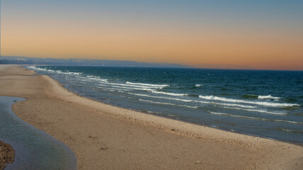 Sea coast. Baltic Sea. Sea with waves. Beach.