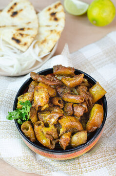 Close-up shot of a Chunchules dish in colorful bowl on the table
