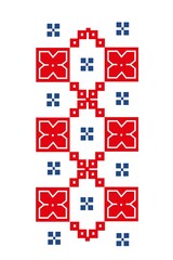 Ukrainian traditional ornament, repeating pattern of red and blue elements