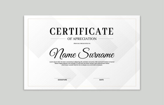 White and gold certificate border template. For appreciation, business and education needs