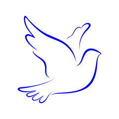Blue dove of peace icon vector. Symbol of peace. Dove of peace on a white background.