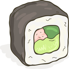 Sushi Maki Roll Hand Drawn Illustration © Good Studio