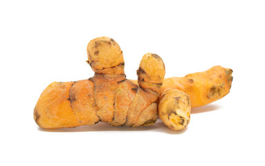Close up Turmeric (Curcuma longa Linn) isolated on white background