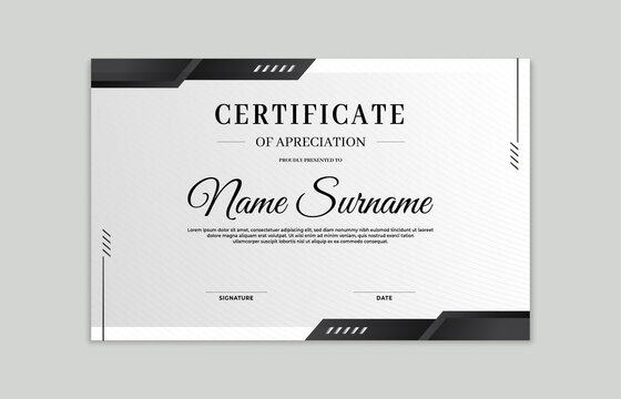 Black and white certificate border template. For appreciation, business and education needs