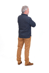 Fototapeta premium side and back view of a man arms crossed on white. background