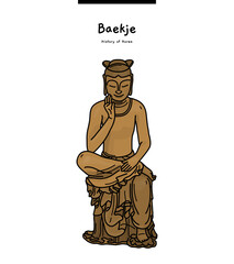 This is an old Baekje cultural property in Korea. This statue is Gilt-bronze Pensive Maitreya Bodhisattva, a Buddhist relic from Baekje.