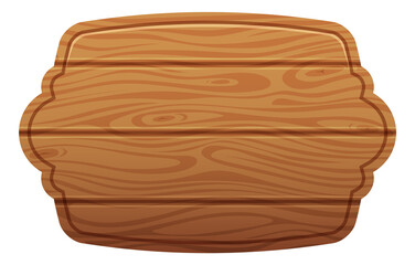 Wooden plate. Empty cartoon board in retro farm style