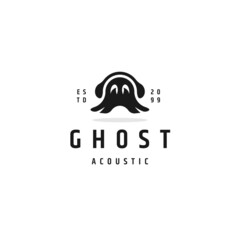 Ghost music acoustic logo concept. flat icon design vector