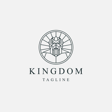 Ancient zeus kingdom  line logo icon design template flat vector
