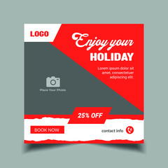 Holiday travel social media post, design for ads, web banner template