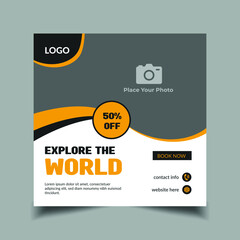 Holiday travel social media post, design for ads, web banner template