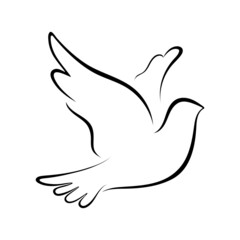 Black Dove of Peace icon on white background. Symbol of peace. Dove of peace silhouette.