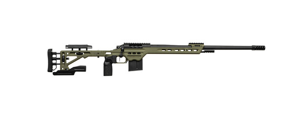 Modern bolt carbine isolated on white background. Weapons for sports, hunting and self-defense.