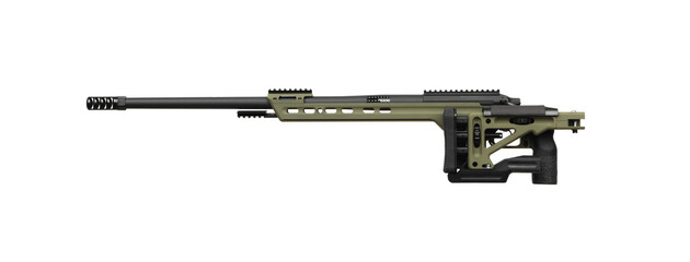 Modern bolt carbine isolated on white background. Weapons for sports, hunting and self-defense.