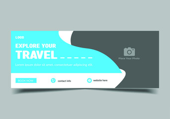 Holiday travel social media banner, design for ads, web banner template