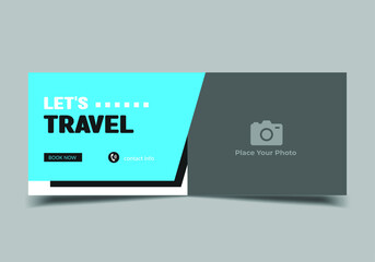 Holiday travel social media banner, design for ads, web banner template