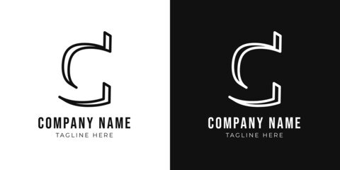 Initial letter c monogram logo design template. Creative outline c typography and black colors.