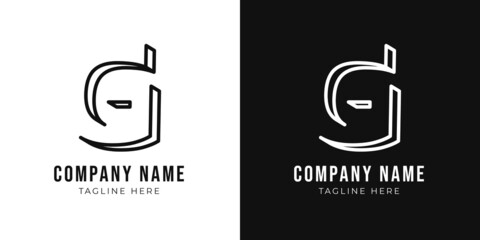 Initial letter g monogram logo design template. Creative outline g typography and black colors.