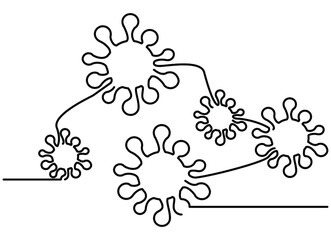 one line continuous drawing 5 corona virus