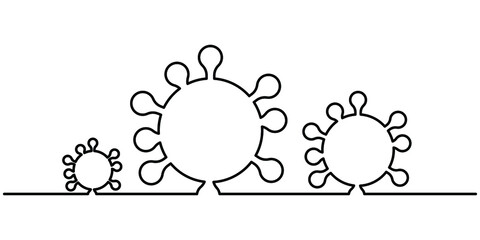 one line continuous drawing 3 corona virus