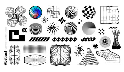 Set of random abstract vector geometric shapes and objects 