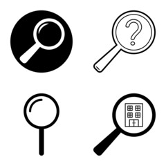 Magnifiers Flat Icon Set Isolated On White Background