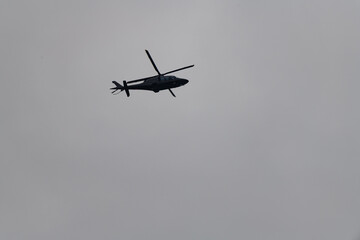 Helicopter isolated on a gray background