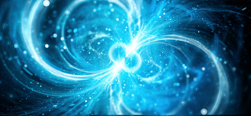 Blue glowing spinning neutron star in space - obrazy, fototapety, plakaty
