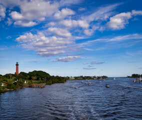 Beautiful shot of Jupiter lighthouse in Palm Beach County, Florida