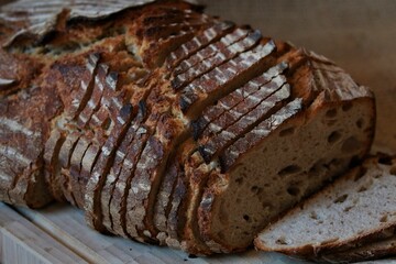 handmade bread, concept of traditional bread baking methods, selective focus